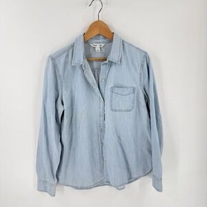 Old Navy Light Blue Denim Button-Down Shirt Size Medium